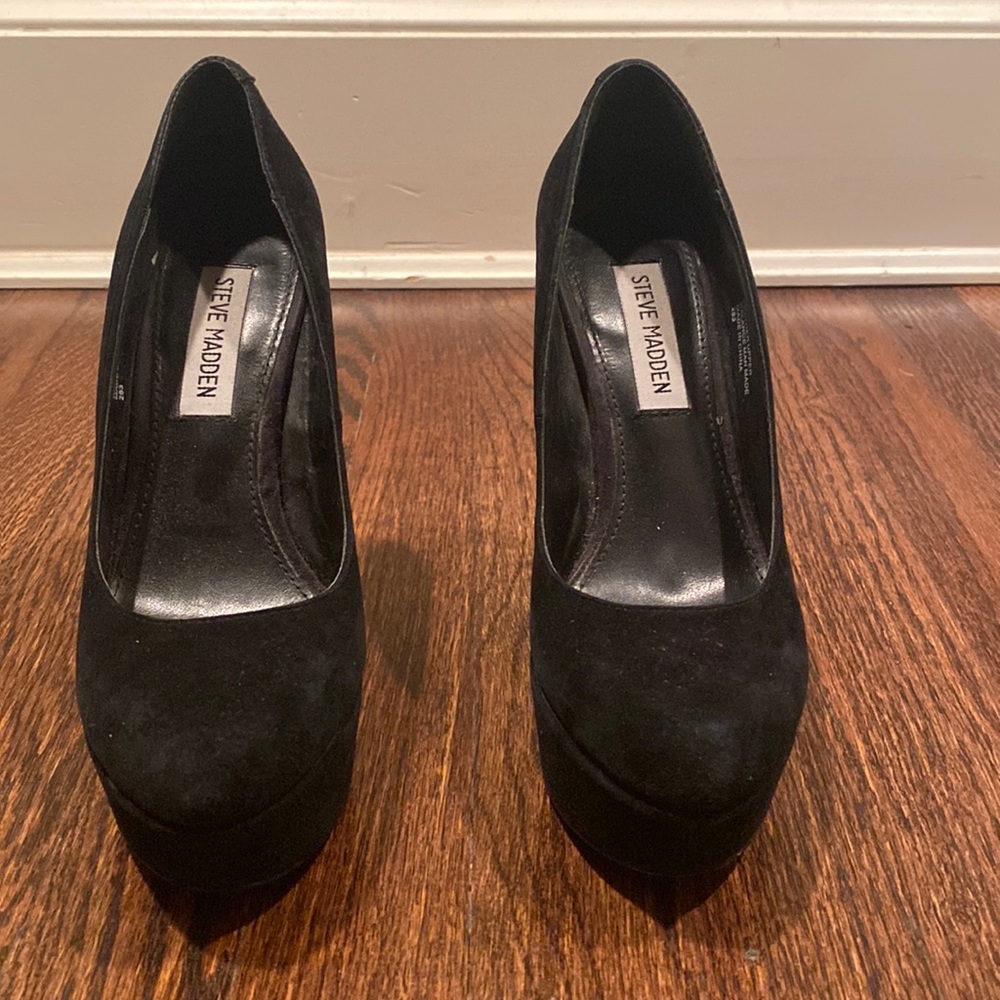 Black Suede Steve Madden Wedges